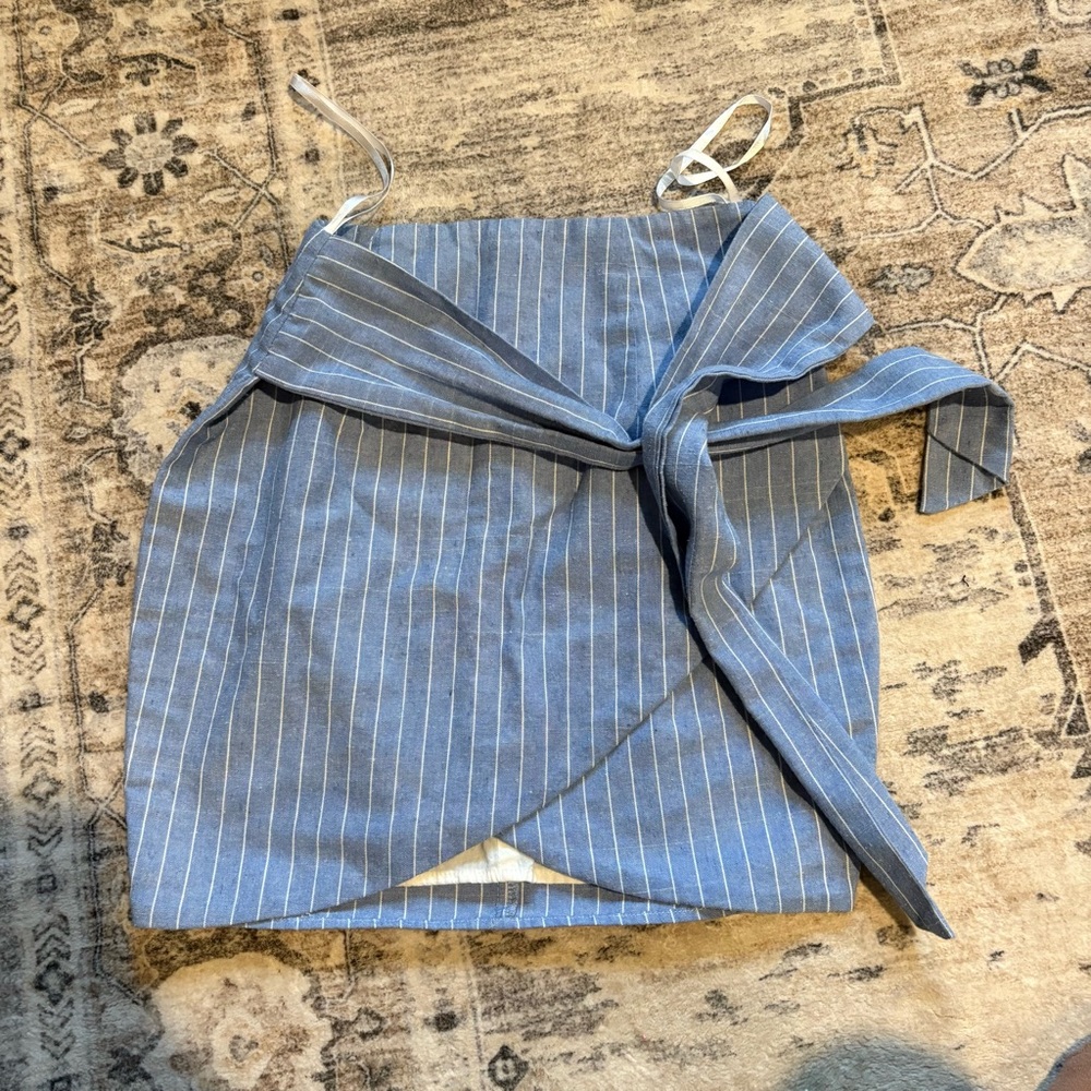 superdown tasha wrap skirt blue white stripe size XS - Picture 3 of 6